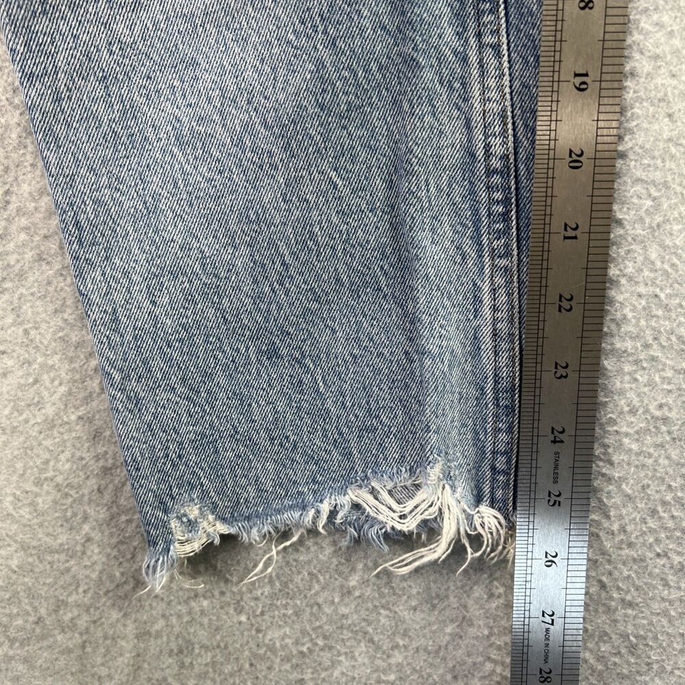 AGolde Riley High Rise Straight Crop Jeans 31 Button Fly Raw Hem Light Wash - Picture 9 of 14